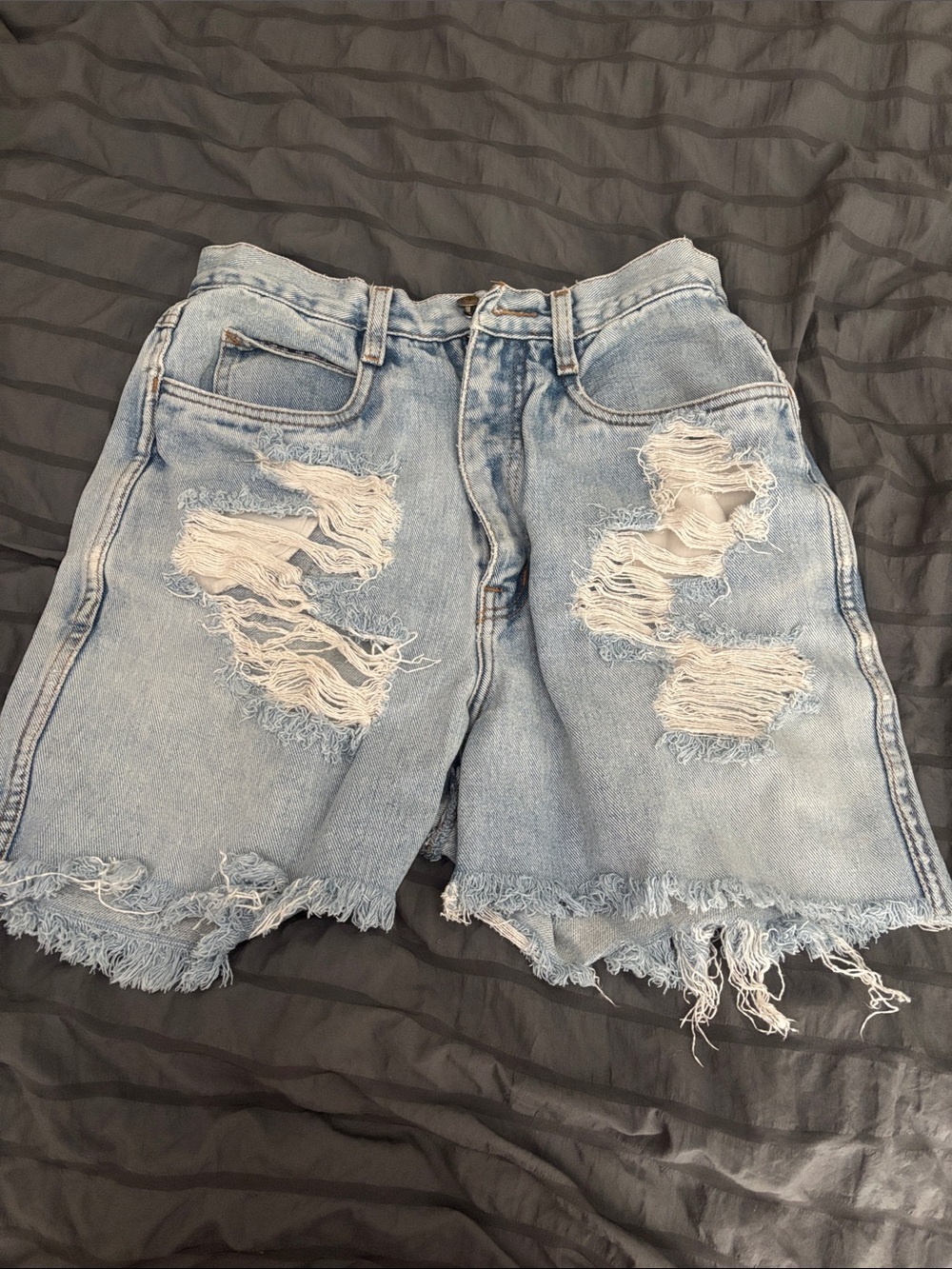 bill blass Light Blue Distressed Denim Cutoff Shorts